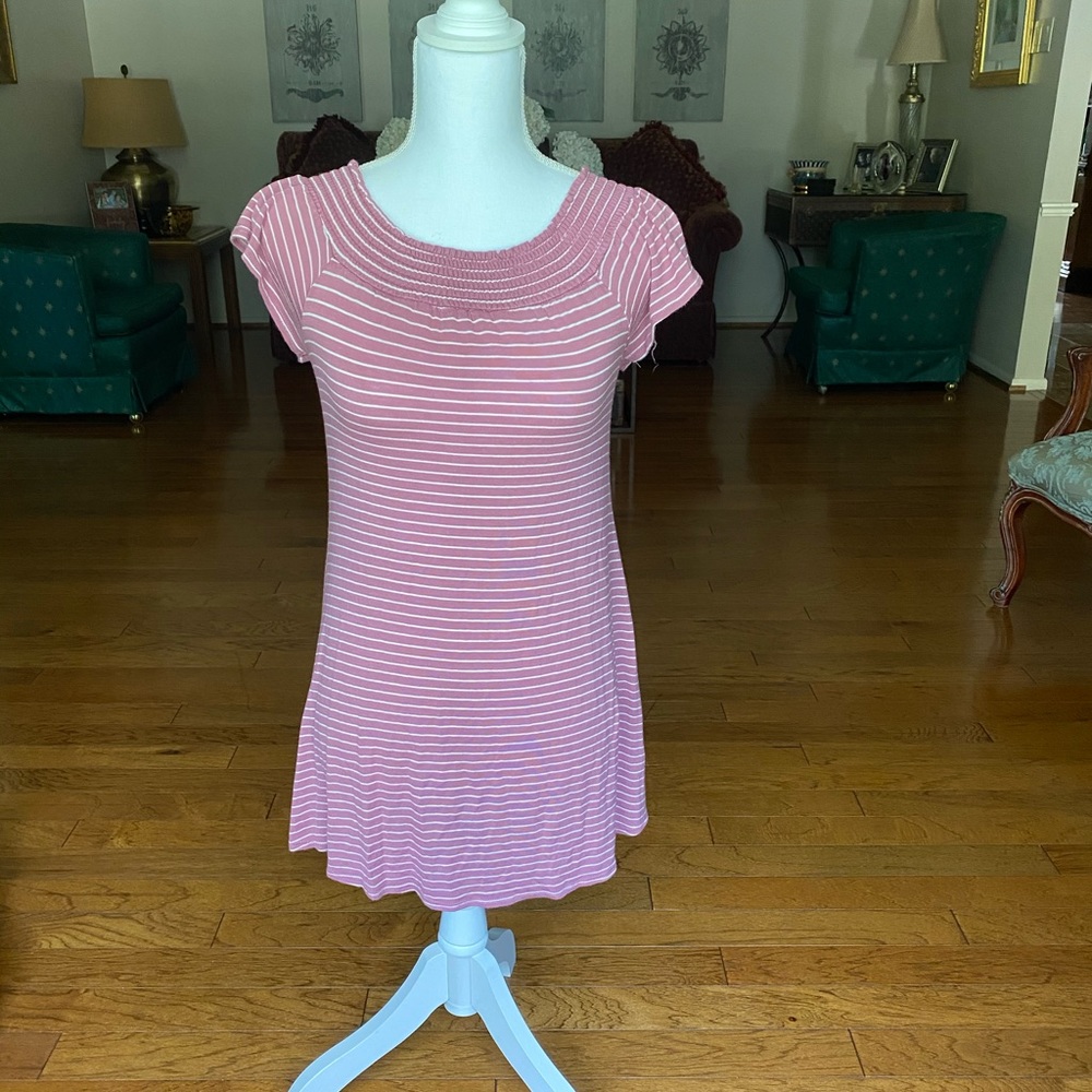 pink and white dress